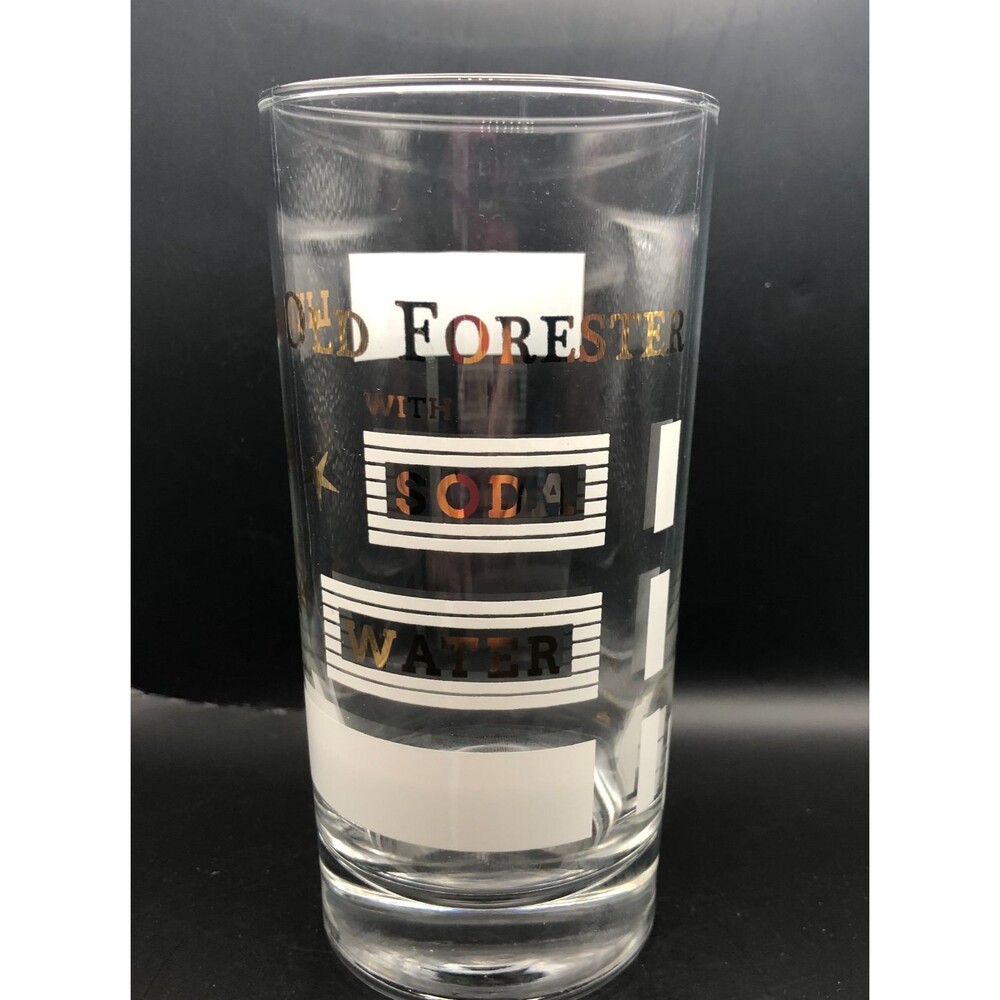 VINTAGE Old Forester Highball Tumbler Glass w/ Soda & Water Measurements Barware